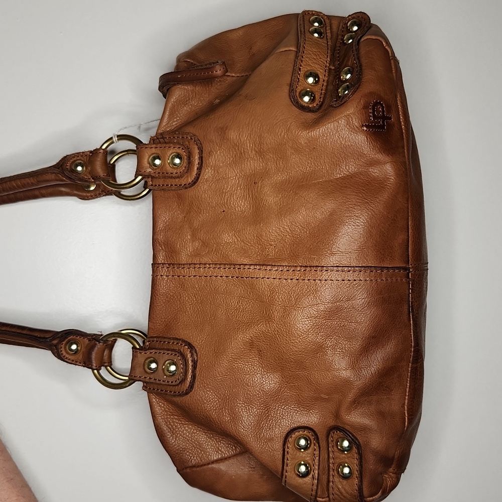 Linea Pelle Large Tan Leather Satchel - Picture 2 of 6